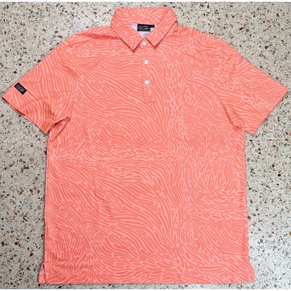 Sunday Swagger Men's Button Up Short Sleeve Hawaiian Golf Polo Shirt Size Large